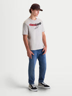 Alpinestars Elliptogrit CSF t-shirt, grå kortärmad t-shirt för herr med böjd Astars-logotyp i röd och svart färggradient, motorsport-inspirerad livsstilslook.