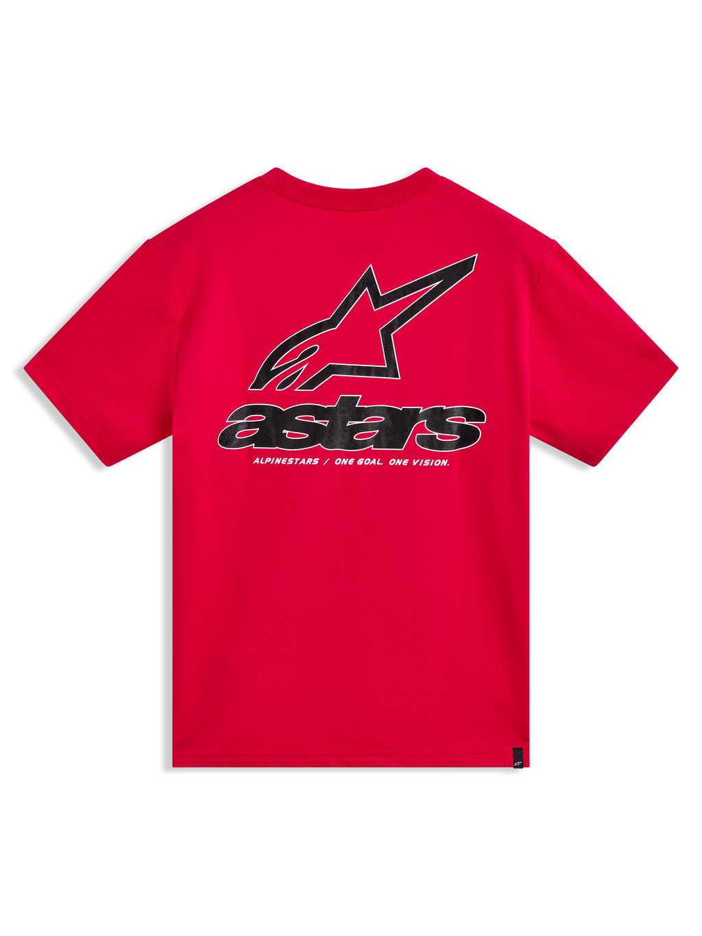 Alpinestars Lineout CSF kortärmad t-shirt, röd med stor Astars-logotyp på ryggen, vy bakifrån, sportig livsstilsdesign
