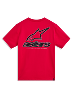 Alpinestars Lineout CSF kortärmad t-shirt, röd med stor Astars-logotyp på ryggen, vy bakifrån, sportig livsstilsdesign