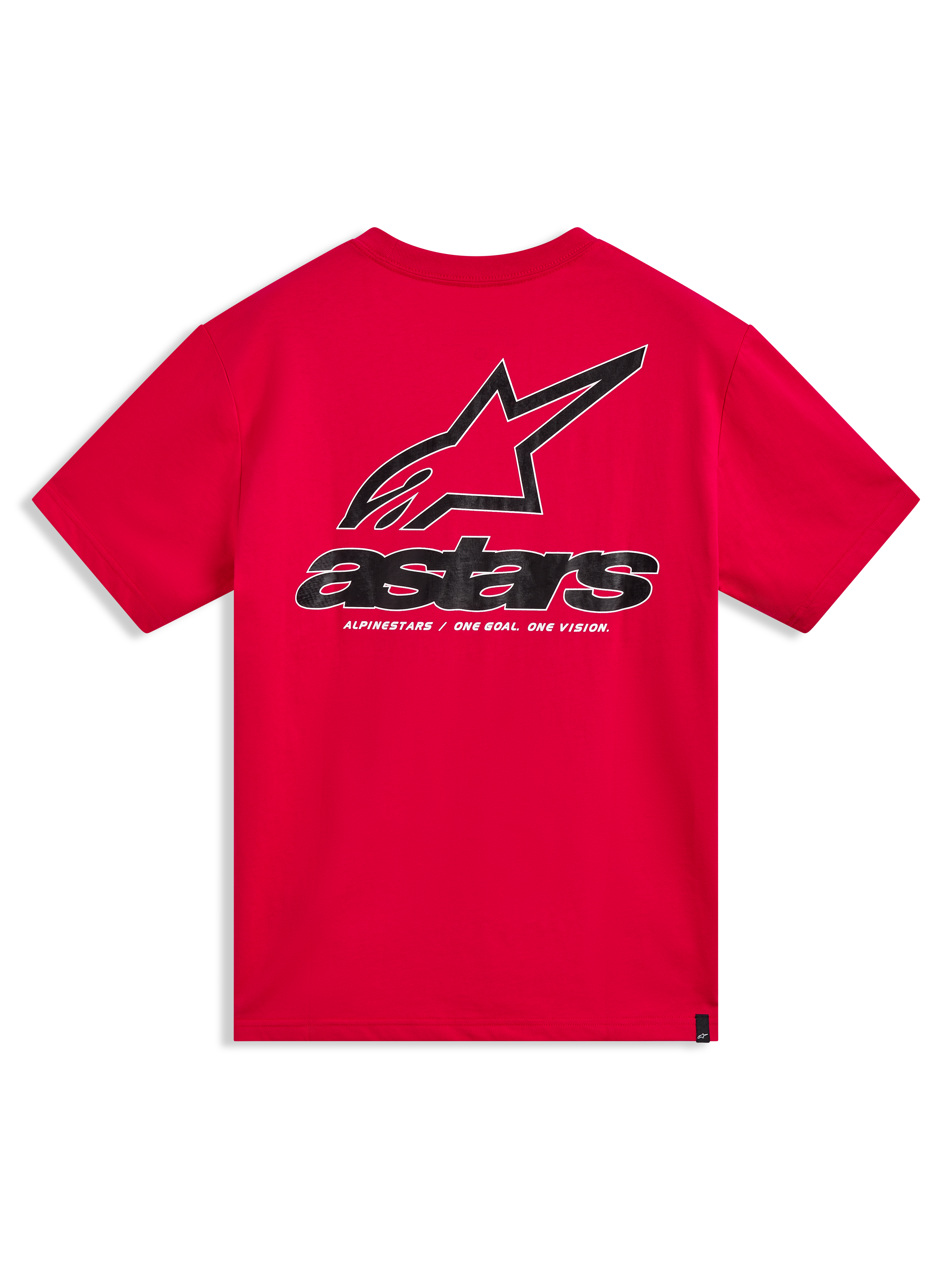 Alpinestars Lineout CSF kortärmad t-shirt, röd med stor Astars-logotyp på ryggen, vy bakifrån, sportig livsstilsdesign