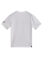 Alpinestars Race Wordmark CSF kortärmad t-shirt, vit, vy bakifrån med svart Ageless-logotyp på ärmen, mjuk bomullsblandning