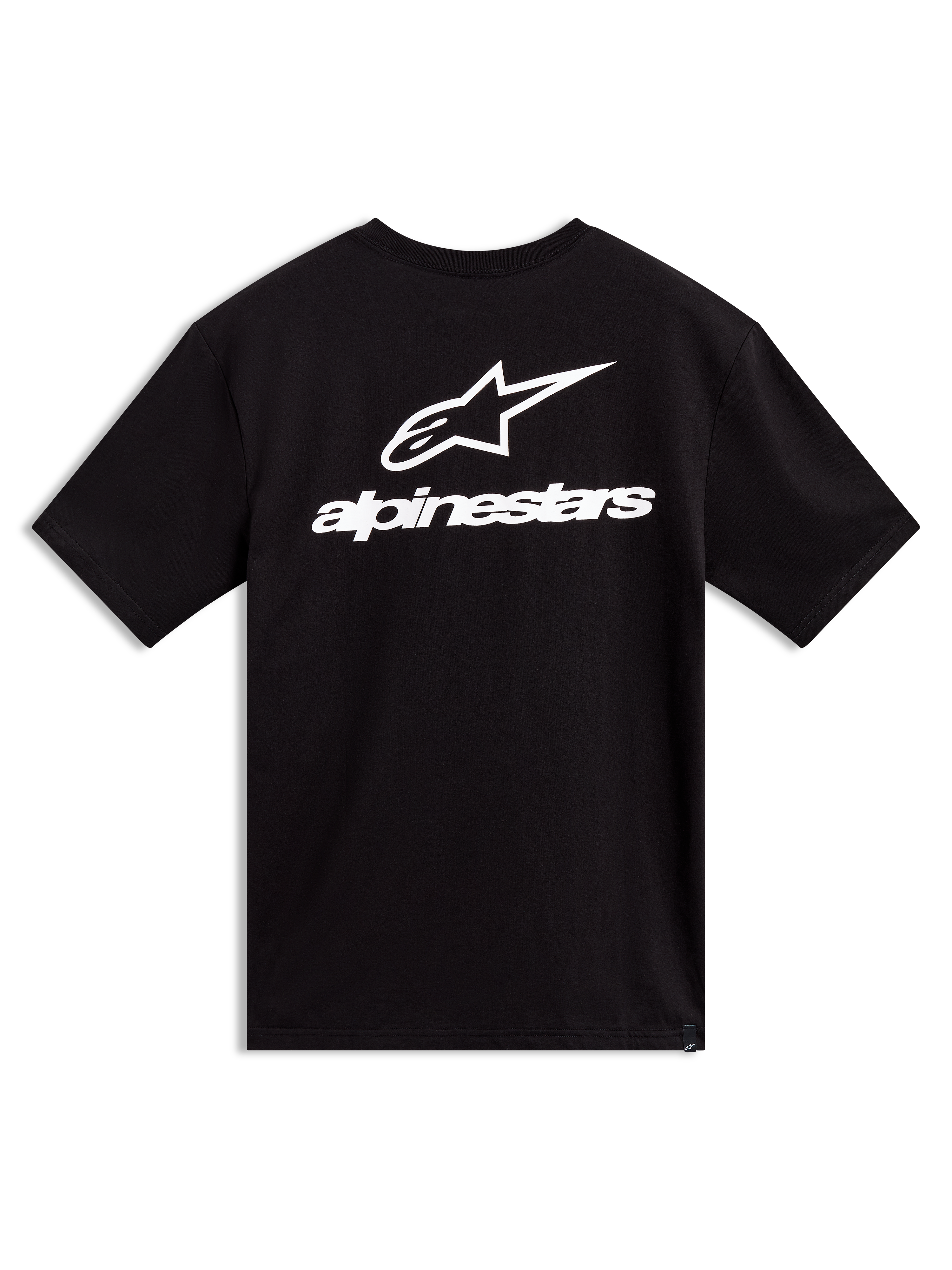 Alpinestars Combo Back CSF Tee - Kortärmad, svart t-shirt med stor vit logotyp på ryggen, bekväm motorsportinspirerad stil.