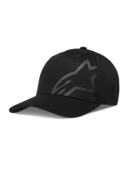 Alpinestars Maze keps, svart sportkeps i twill med böjd skärm, texturerad Astars-logotyp och flexibelt bakstycke