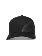 Alpinestars Maze Hatt, svart sportkeps med böjd skärm och stor texturerad Astars-logotyp på fronten, tillverkad i twilltyg.