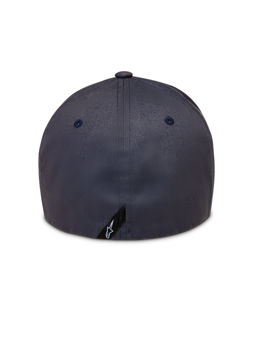 Alpinestars Maze-hatt, mörkgrå twillkeps för vardagsbruk, vy bakifrån med flexibelt bakstycke och liten Astars-logotyp