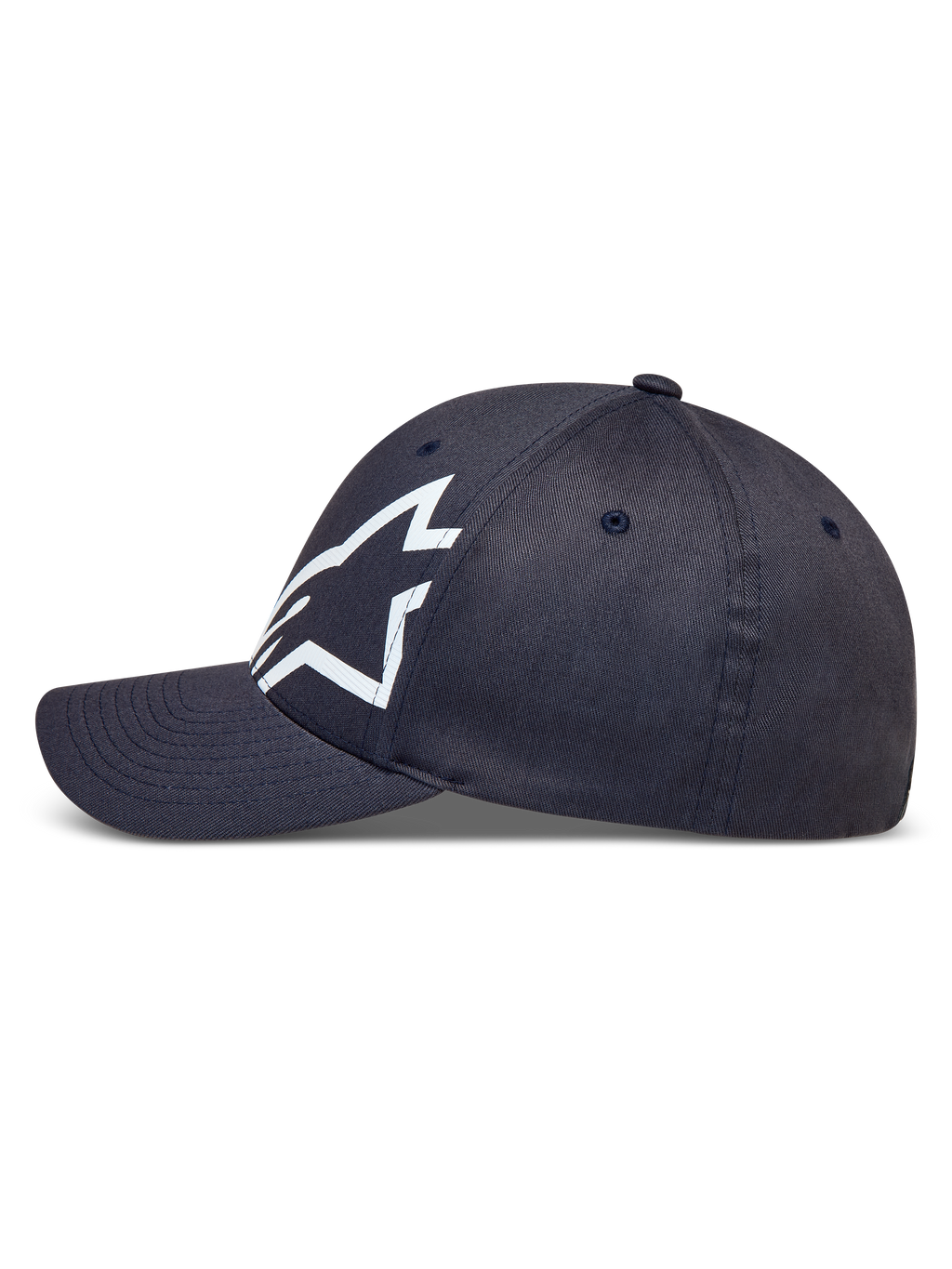 Alpinestars Maze keps, mörkgrå sportskeps med böjd skärm och vit texturerad Astars-logotyp på twilltyg