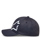 Alpinestars Maze keps, mörkgrå sportskeps med böjd skärm och vit texturerad Astars-logotyp på twilltyg