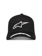 Alpinestars Arclight keps, svart sportkeps i twill med vit texturerad Astars-logotyp och böjd skärm.