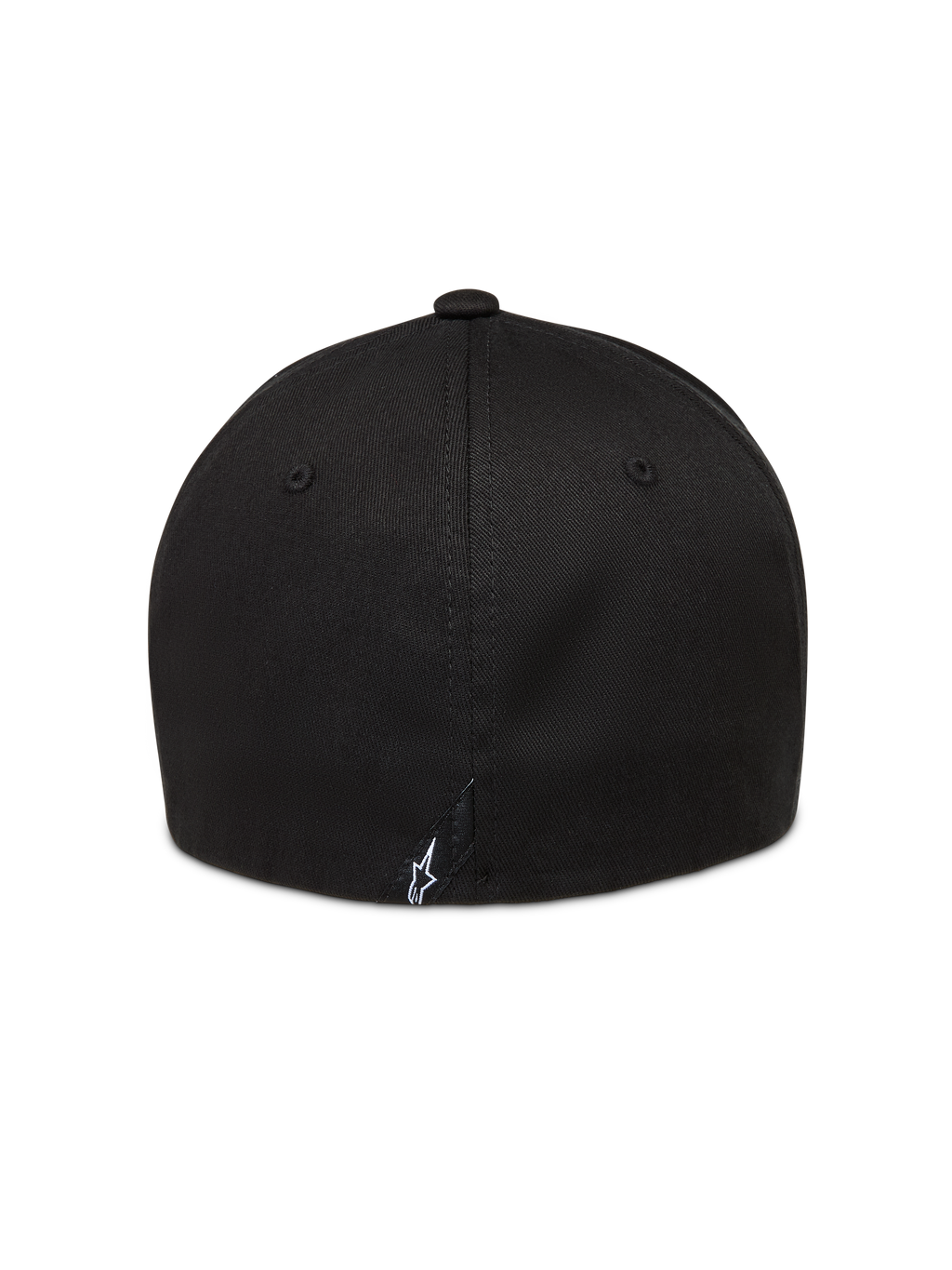 Alpinestars Arclight keps sedd bakifrån, svart med strukturerad krona och en liten vit broderad Astars-logotyp.