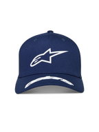 Alpinestars Arclight Hat, Navy Blue Sportswear Cap with white puff print logo, structured crown, and curved bill.
