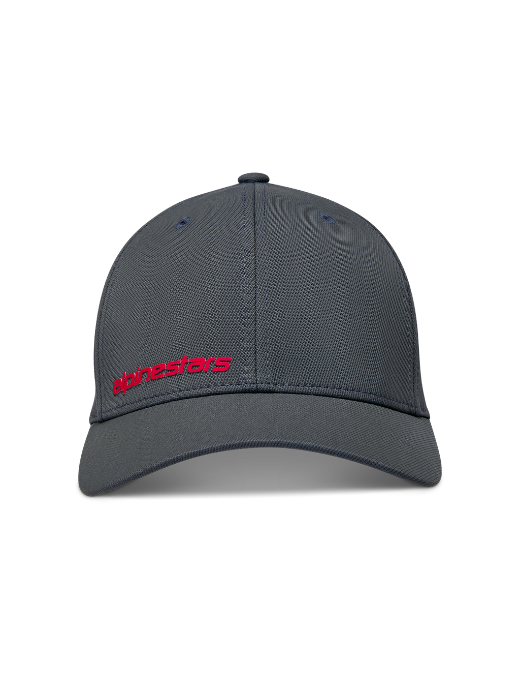 Alpinestars Points keps, mörkgrå baseballkeps i nylon tactel med röd Alpinestars-logotyp i HD-tryck och bekväm flex-passform.