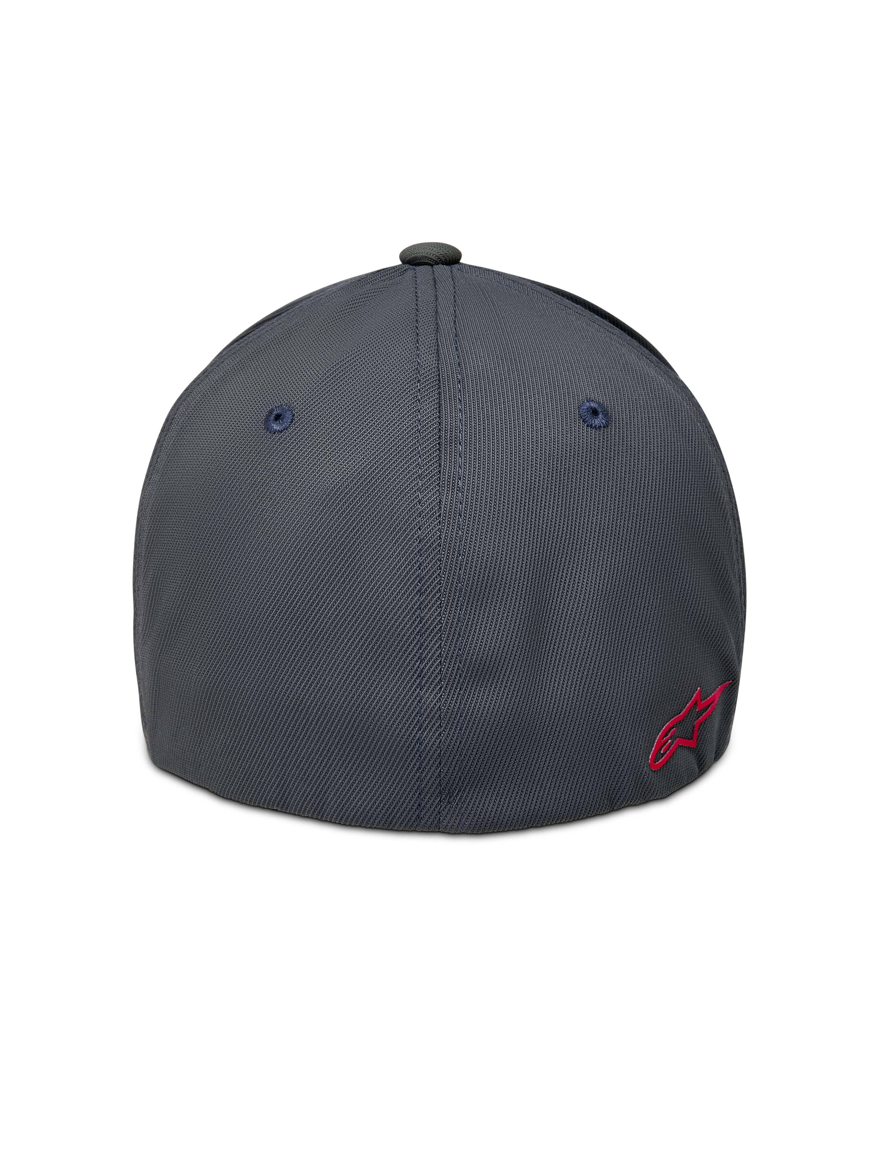 Alpinestars Points keps, mörkgrå sportkeps med flexrygg i nylon tactel och röd logotyp på baksidan.