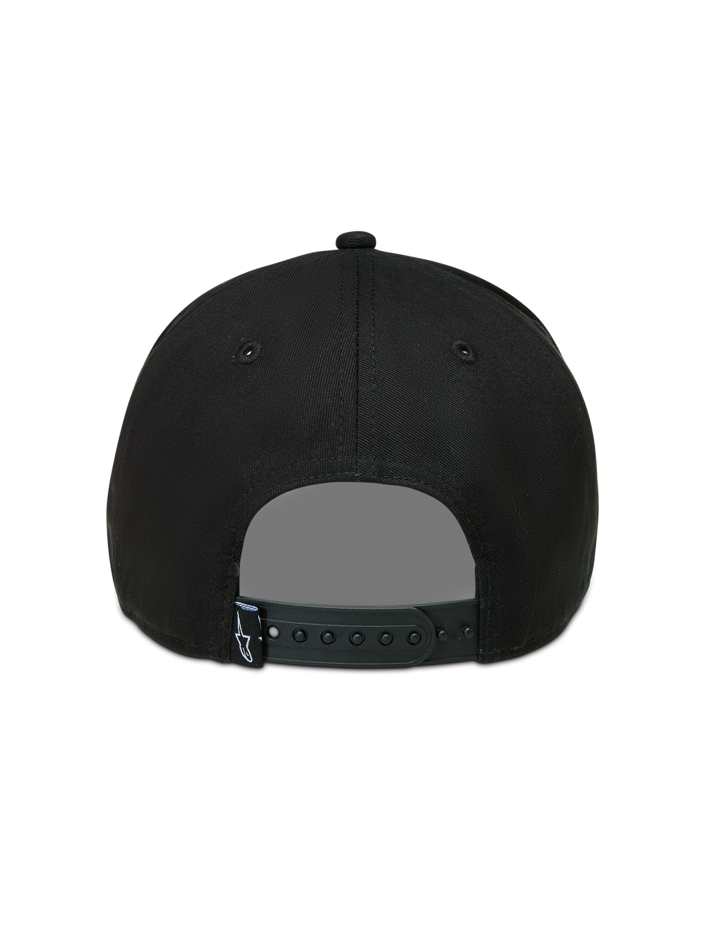 Alpinestars Acme Snapback hatt, svart keps sedd bakifrån med justerbart snapback-spänne och liten logotyp.