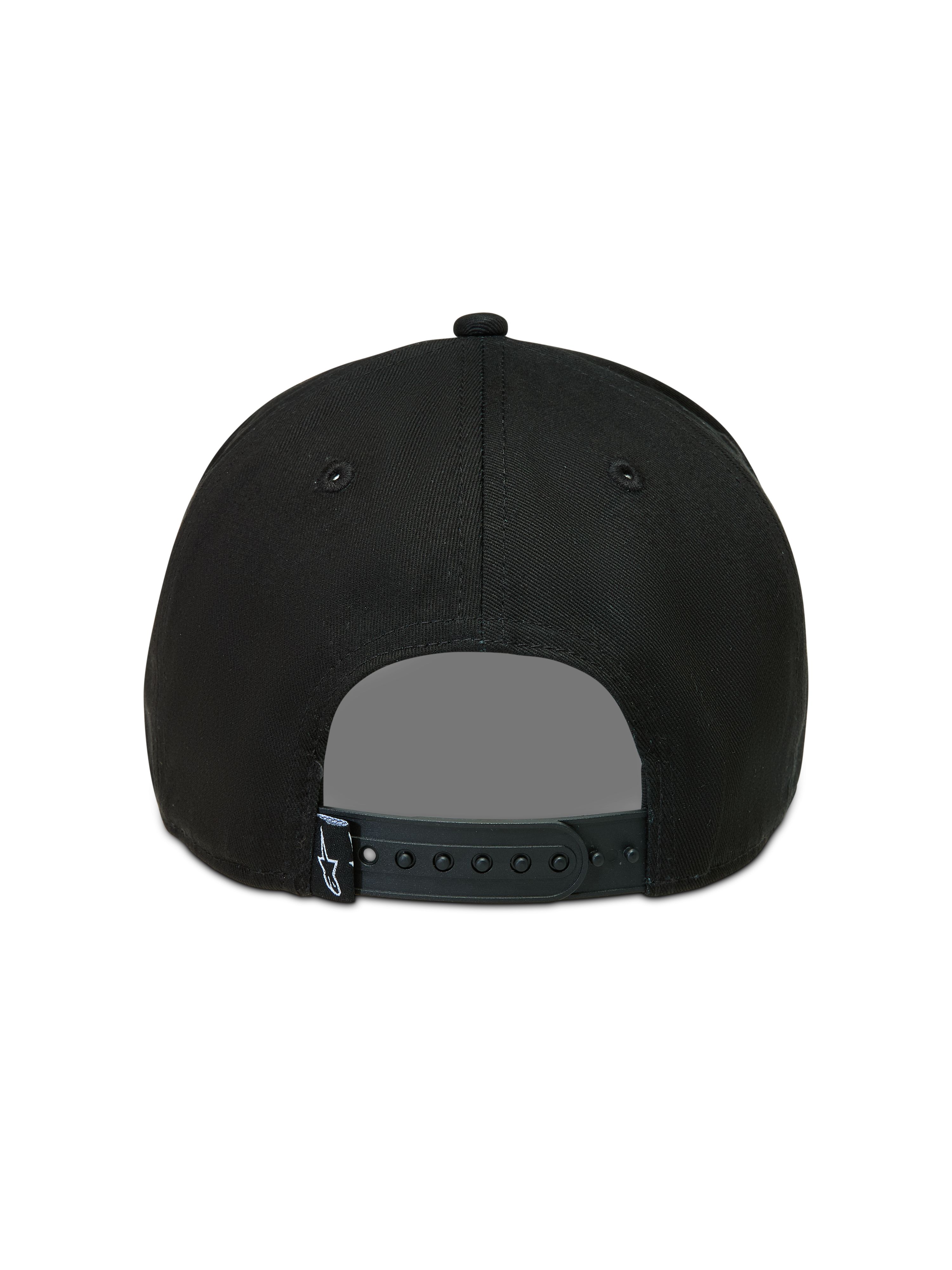 Alpinestars Acme Snapback hatt, svart keps sedd bakifrån med justerbart snapback-spänne och liten logotyp.