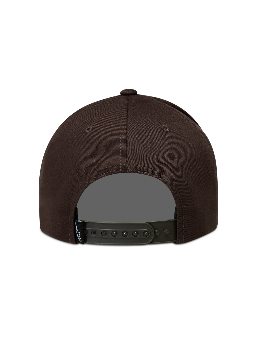 Alpinestars Combo Logo Snapback keps, brun keps i twill med justerbar snapback-stängning sedd bakifrån.
