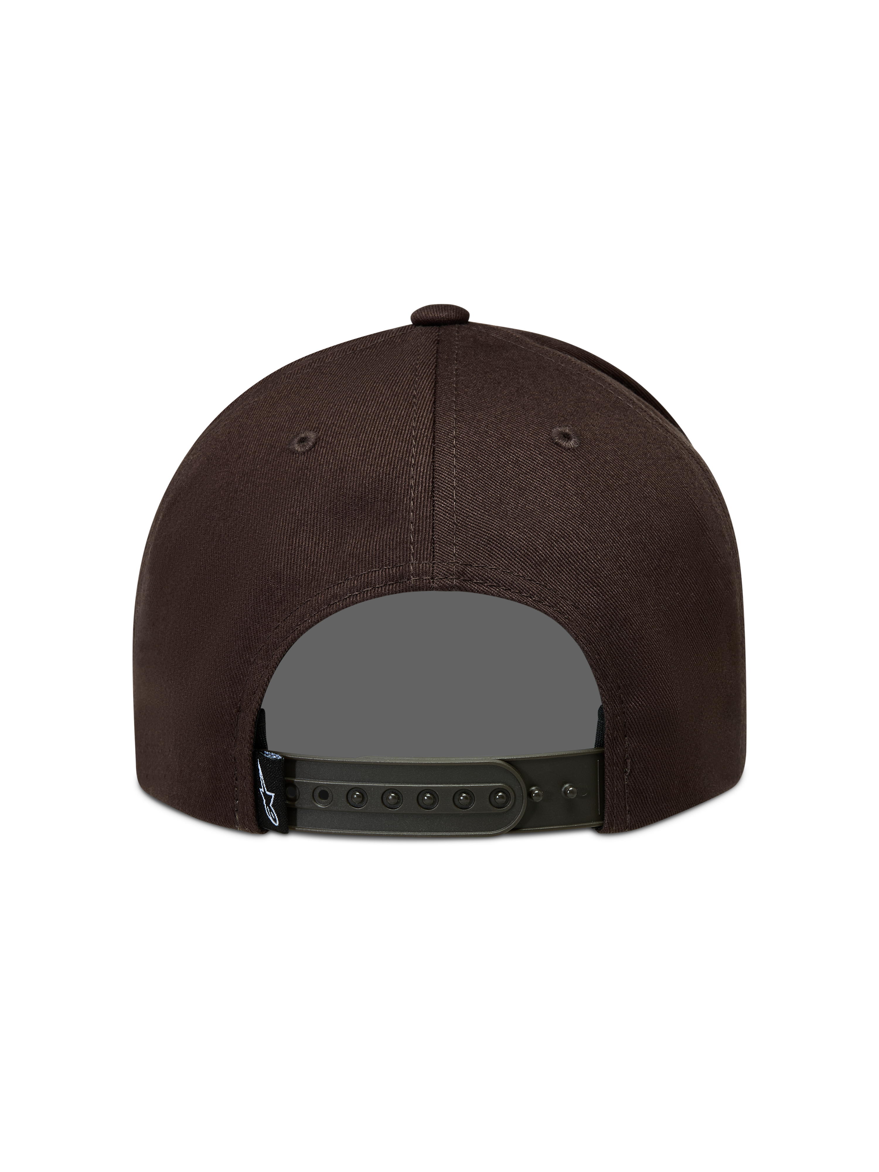 Alpinestars Combo Logo Snapback keps, brun keps i twill med justerbar snapback-stängning sedd bakifrån.