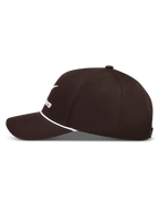 Alpinestars Combo Logo Snapback keps, brun strukturerad sportkeps i twill med böjd skärm och vitt broderi.