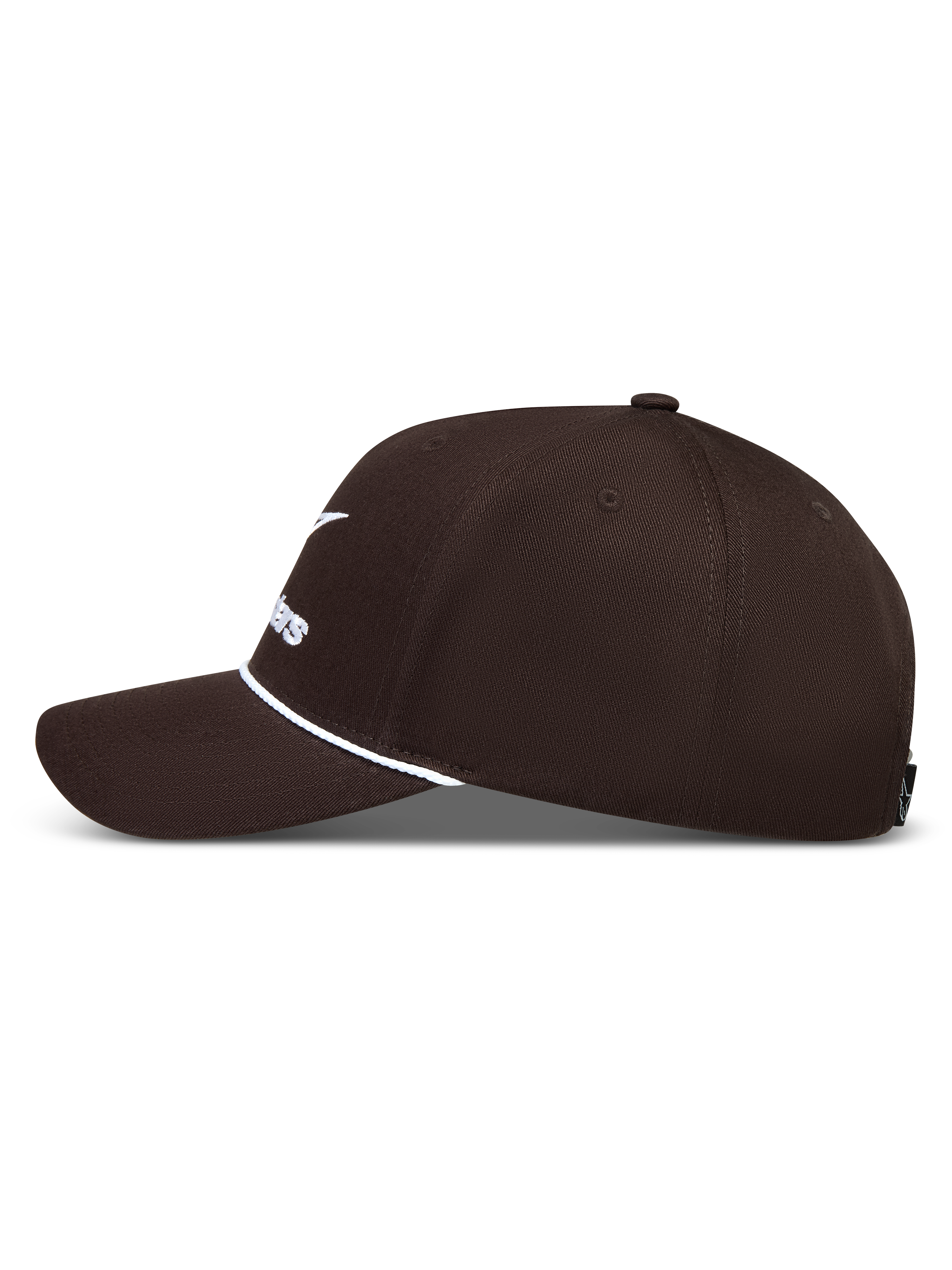 Alpinestars Combo Logo Snapback keps, brun strukturerad sportkeps i twill med böjd skärm och vitt broderi.
