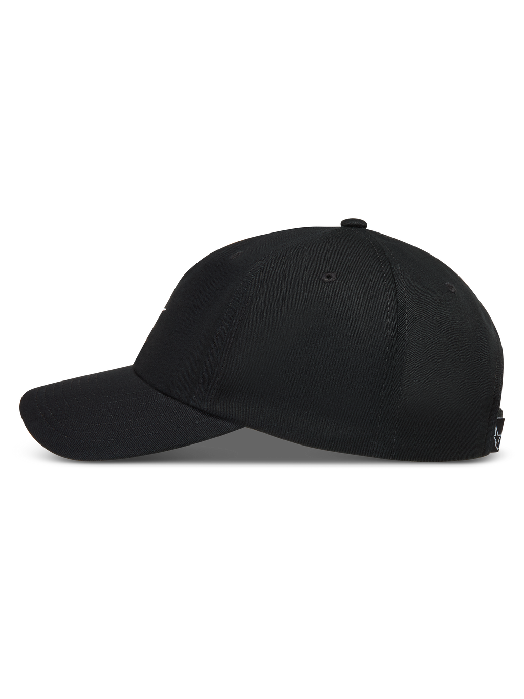 Alpinestars Dylan Dad hatt, svart keps i twill med böjd skärm och ostrukturerad krona, profilvy.