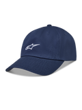 Alpinestars Dylan Dad Hat, Navy blue sportswear cap in twill fabric with a white Astars logo and curved bill.