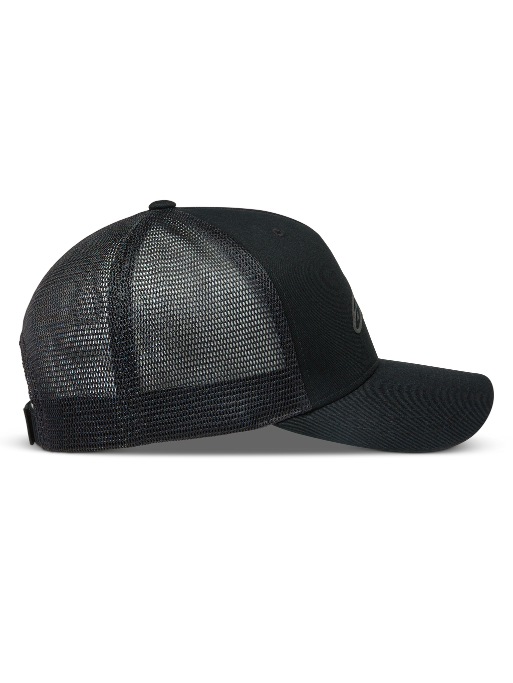 Alpinestars Augment Trucker keps, svart keps med böjd skärm, twillframsida och nätbaksida i mesh.