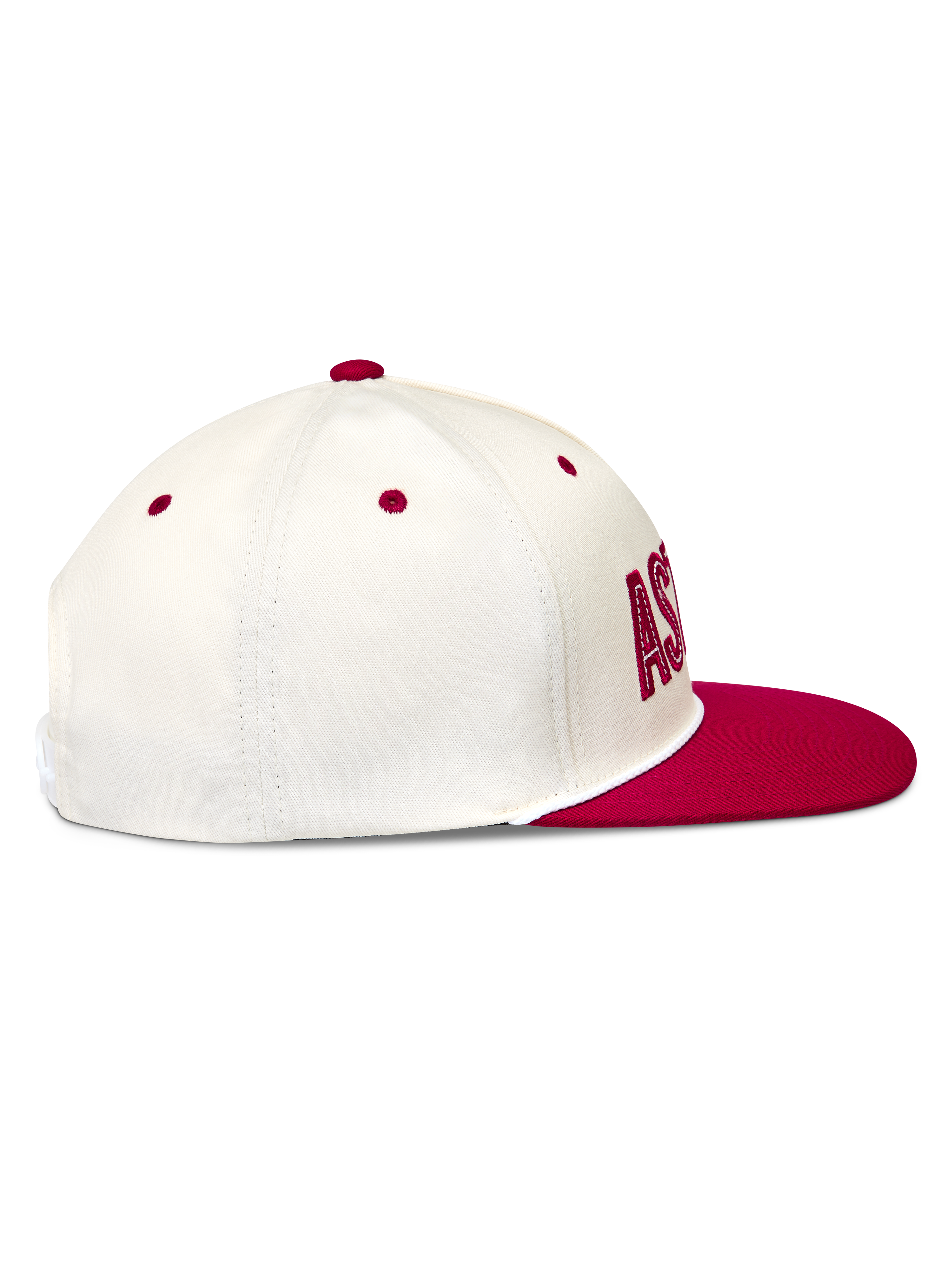 Alpinestars Stadium Snapback hatt, off-white och röd keps med platt skärm, strukturerad krona i twilltyg.