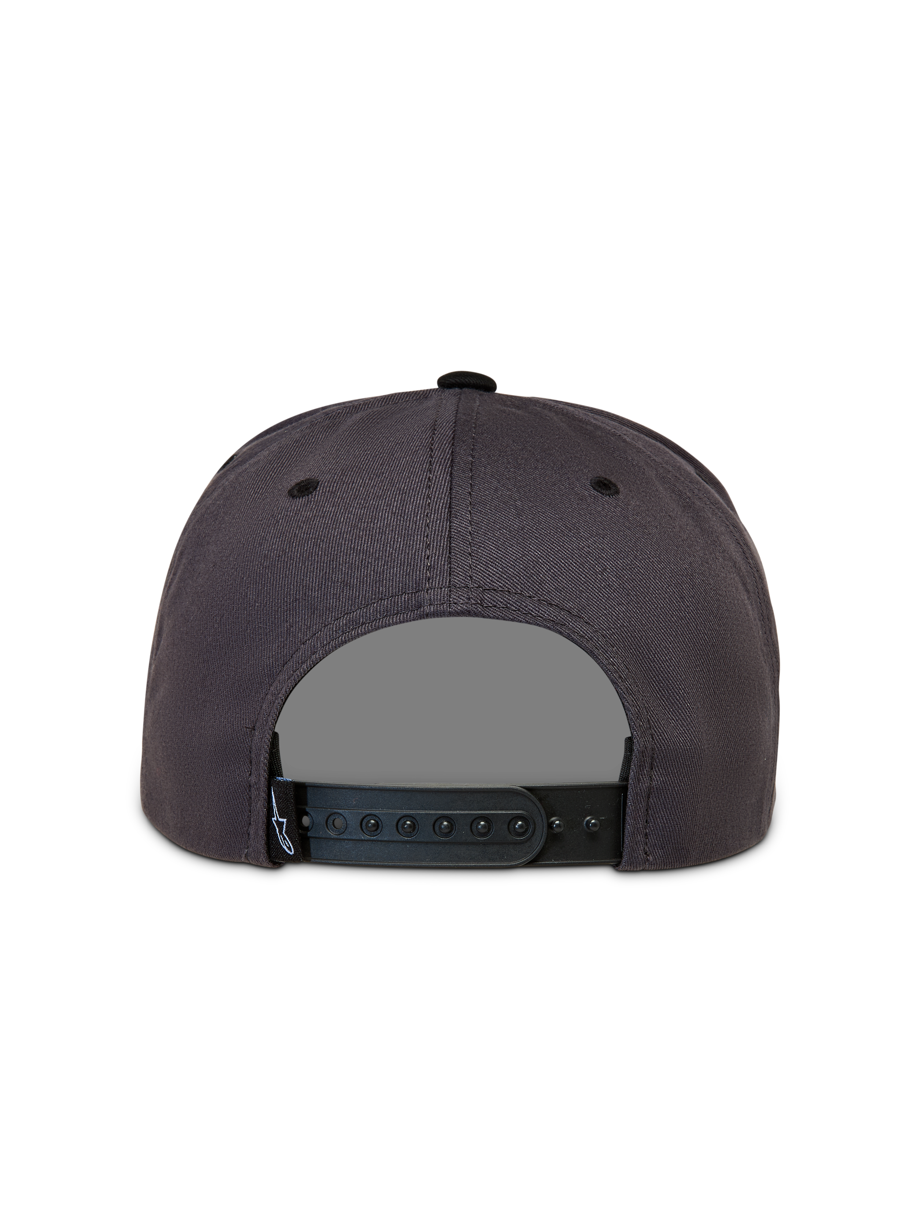 Alpinestars Stadium Snapback Hat, Sportswear Cap, Dark Gray and Black, rear view showing the adjustable snapback closure.