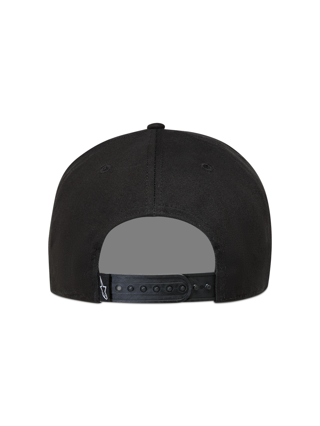 Alpinestars Label Snapback keps, svart sportkeps sedd bakifrån med justerbar rem och vit Astars-logotyp.