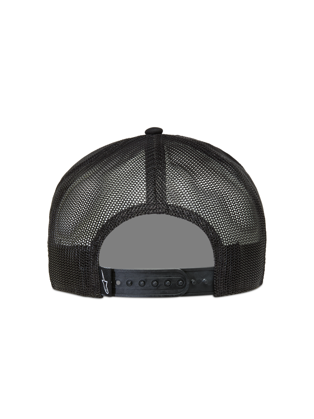 Alpinestars Ten Trucker keps, svart sportkeps med ventilerande nätrygg och justerbar snapback-stängning.