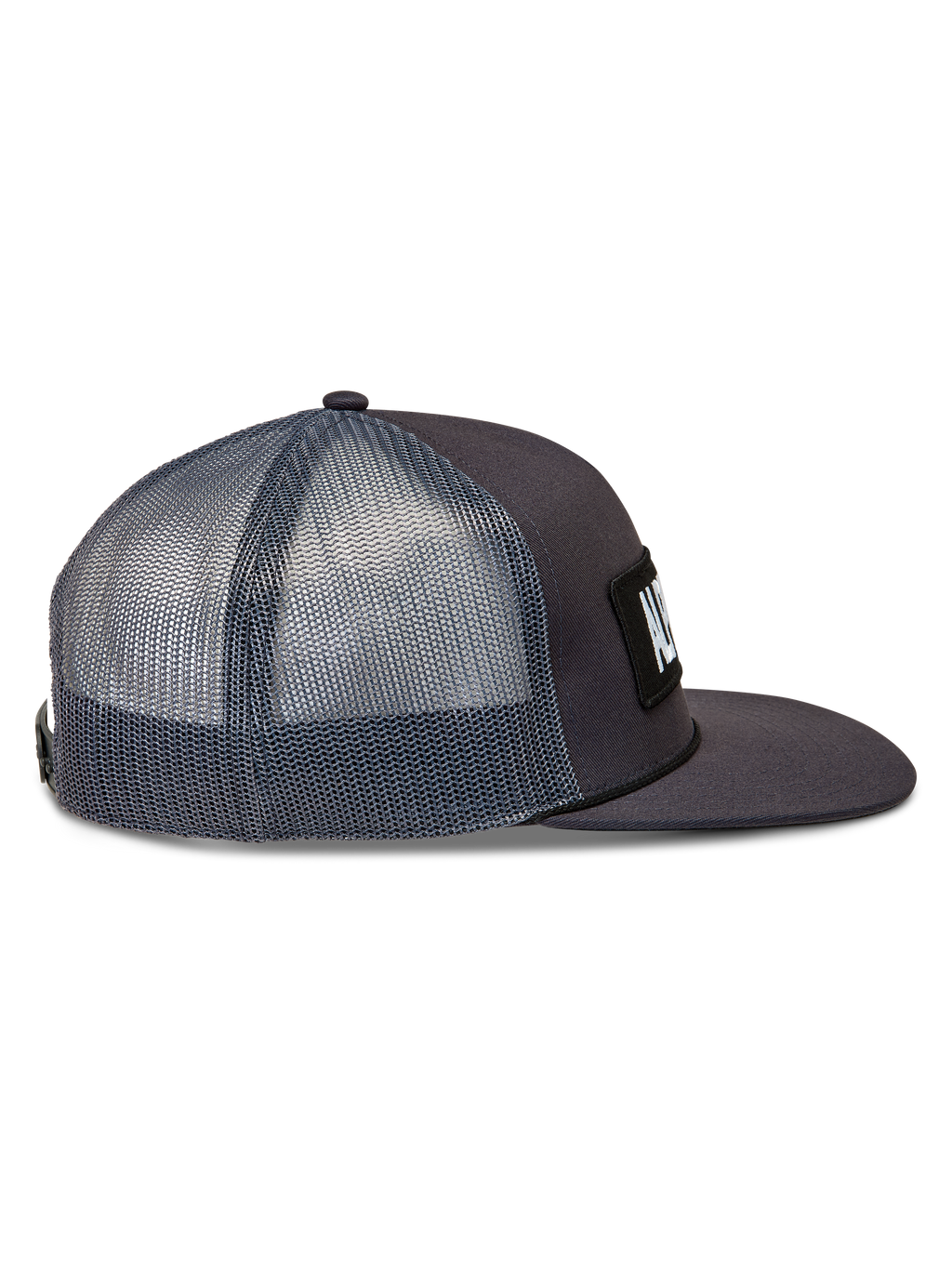 Alpinestars Ten Trucker keps, mörkgrå sportkeps med andningsbar nätbaksida, platt skärm och strukturerad krona.