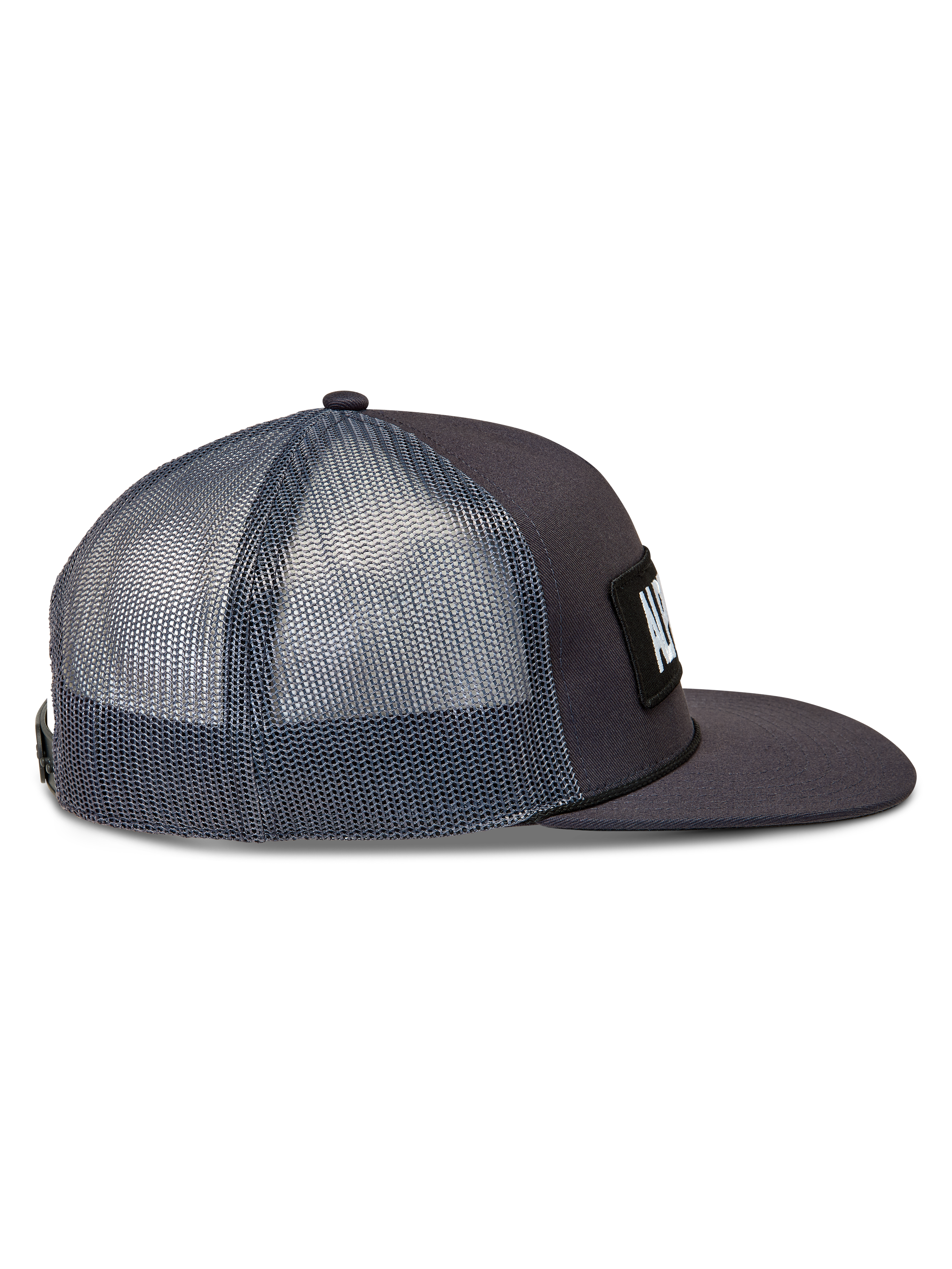 Alpinestars Ten Trucker keps, mörkgrå sportkeps med andningsbar nätbaksida, platt skärm och strukturerad krona.