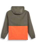 Alpinestars Speeder Windbreaker Jacket, lätt vindjacka med huva, Military Orange och Olive Green, baksida med blockfärgad design, huva och elastiska muddar