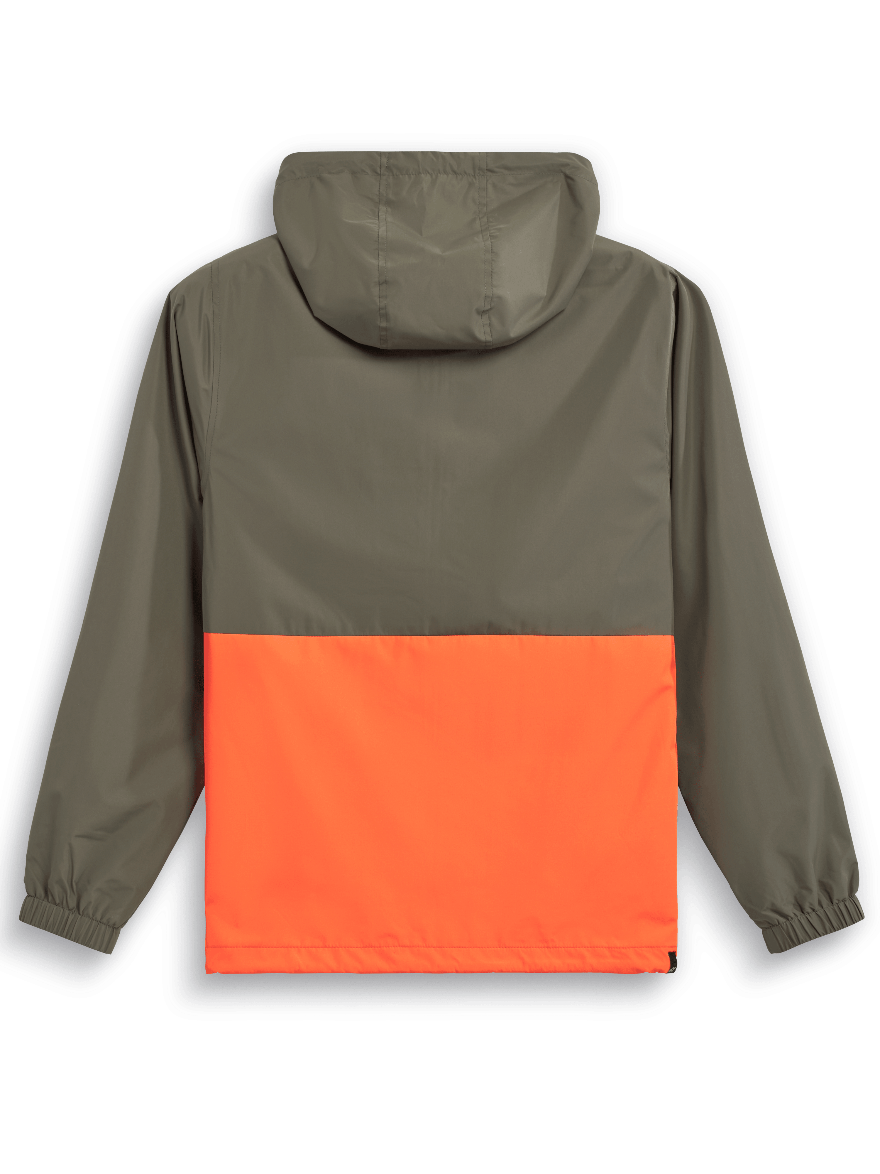 Alpinestars Speeder Windbreaker Jacket, lätt vindjacka med huva, Military Orange och Olive Green, baksida med blockfärgad design, huva och elastiska muddar