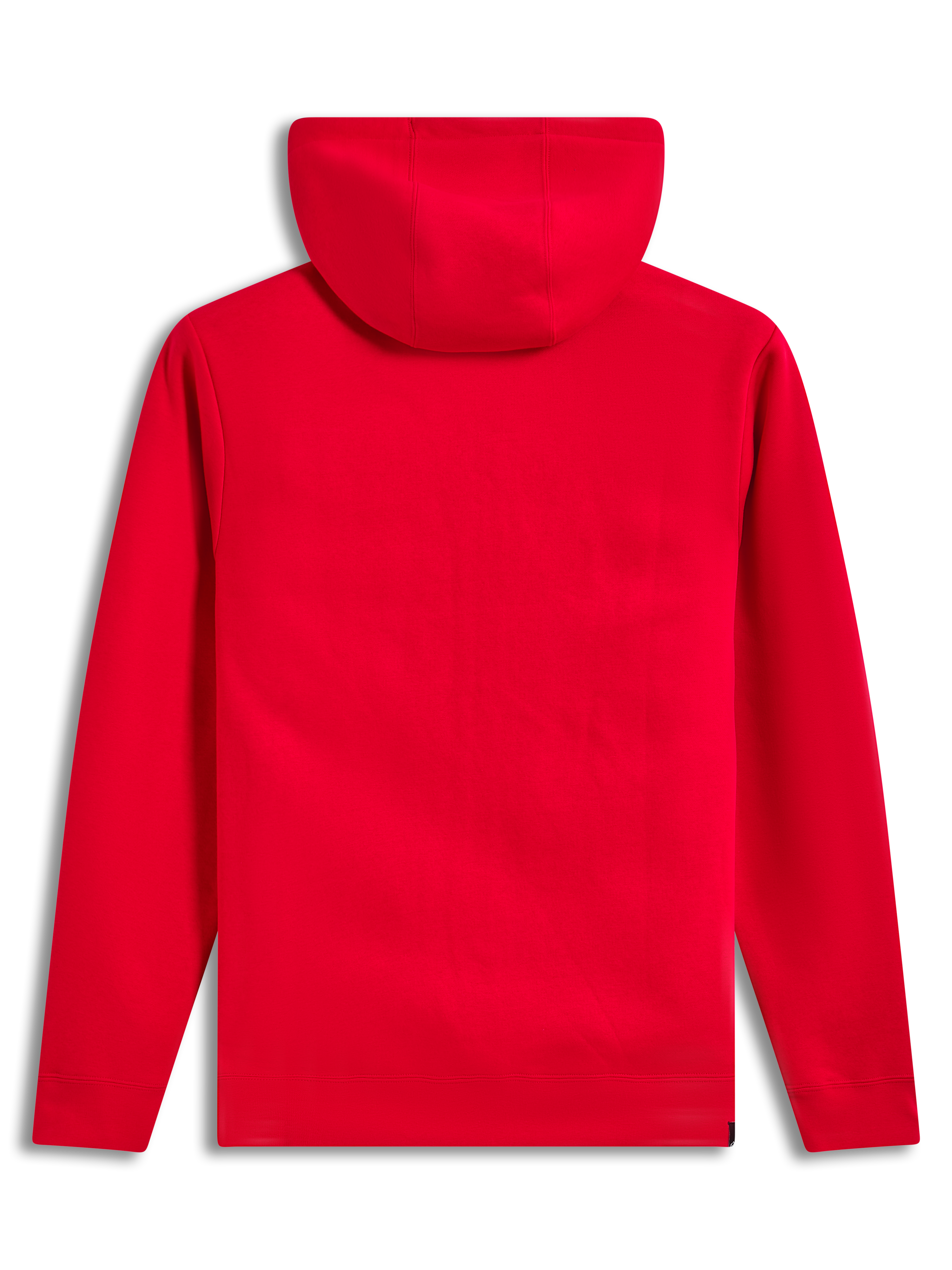 Alpinestars Ageless Zip V3 huvtröja, röd fleece med huva sedd bakifrån, bekväm motorsport-streetwear.