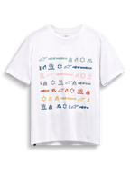 Alpinestars Glyfs CSF t-shirt, vit kortärmad t-shirt med flerfärgat randigt logotryck på framsidan, bekväm sportswear