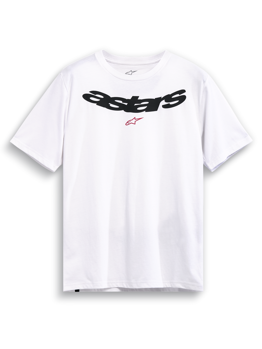Alpinestars Elliptic CSF t-shirt, vit kortärmad t-shirt med bågat svart astars-logotyptryck och röd logografik på bröstet