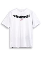 Alpinestars Elliptic CSF t-shirt, vit kortärmad t-shirt med bågat svart astars-logotyptryck och röd logografik på bröstet
