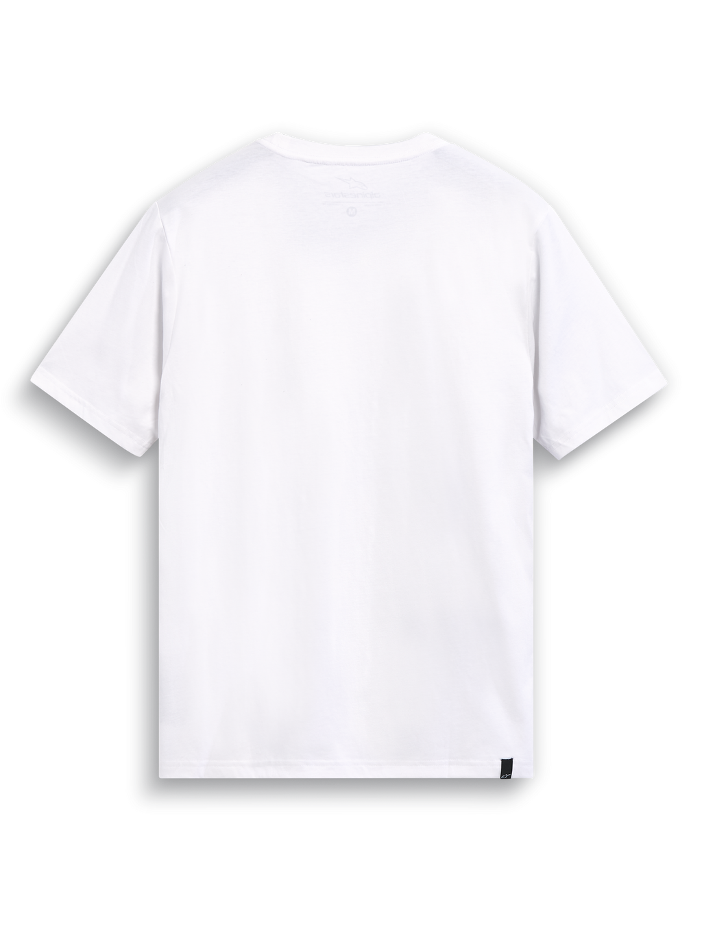 Alpinestars Elliptic CSF T-shirt, vit kortärmad t-shirt, baksida som visar internt nacktryck och extern fållmärkning