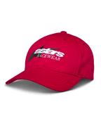 Alpinestars Profile Hat, Red Baseball Cap, White and Black Embroidered Astars RACEWEAR Logo, Curved Bill and Structured Crown, Casual Motorsport Streetwear