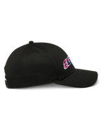 Alpinestars Canyon Hat, svart snapback-keps, sidoprofil, böjd skärm, med sidobroderi och strukturerad krona, vardaglig motorsport-keps