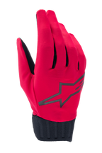 Alpinestars A-Dura Rain-handskar, vattentäta MTB-cykelhandskar, röd fluo och svarta, med en svart stjärnlogotyp på handryggen, ribbad neoprenmudd, smidig lågprofildesign för cykling i alla väder
