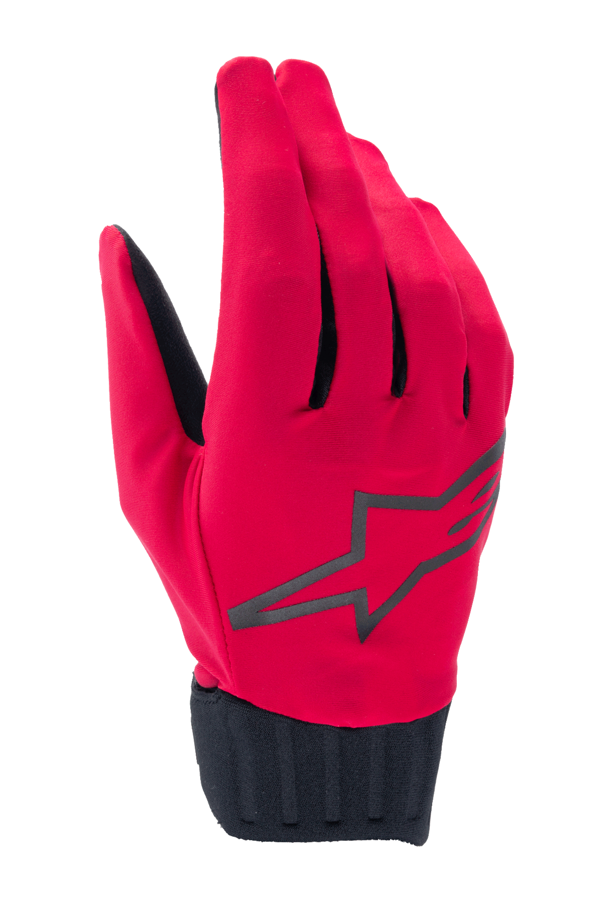 Alpinestars A-Dura Rain-handskar, vattentäta MTB-cykelhandskar, röd fluo och svarta, med en svart stjärnlogotyp på handryggen, ribbad neoprenmudd, smidig lågprofildesign för cykling i alla väder