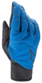 Alpinestars Denali 2-handskar, MTB-handskar, mellanblå och svarta, med väderbeständig ovansida i softshell, svart stjärnlogotyp, perforerad tumförstärkning och smidig slip-on-mudd för cykling i kallt väder.