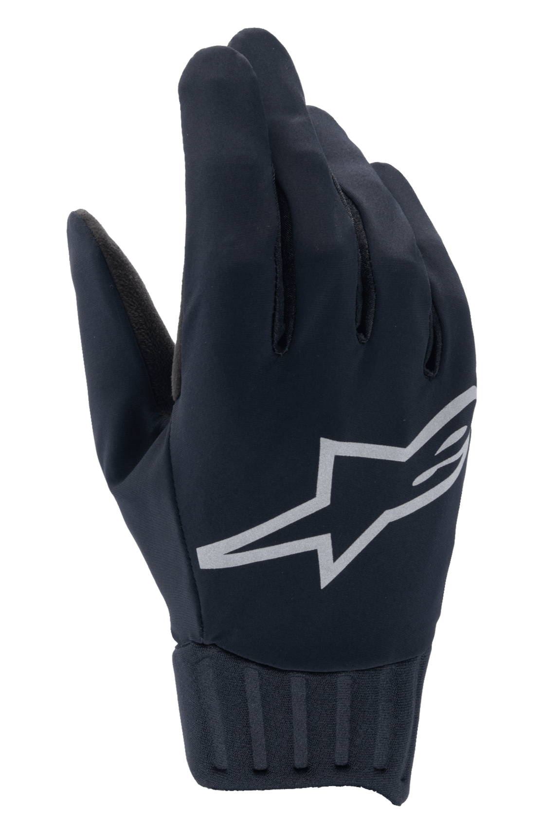 Alpinestars Stella A-Dura Rain Gloves, vattentäta MTB-handskar för damer, svarta med reflekterande silverlogotyp, ribbad neoprenmudd, vindblockerande tyg, prestandautrustning för cykling