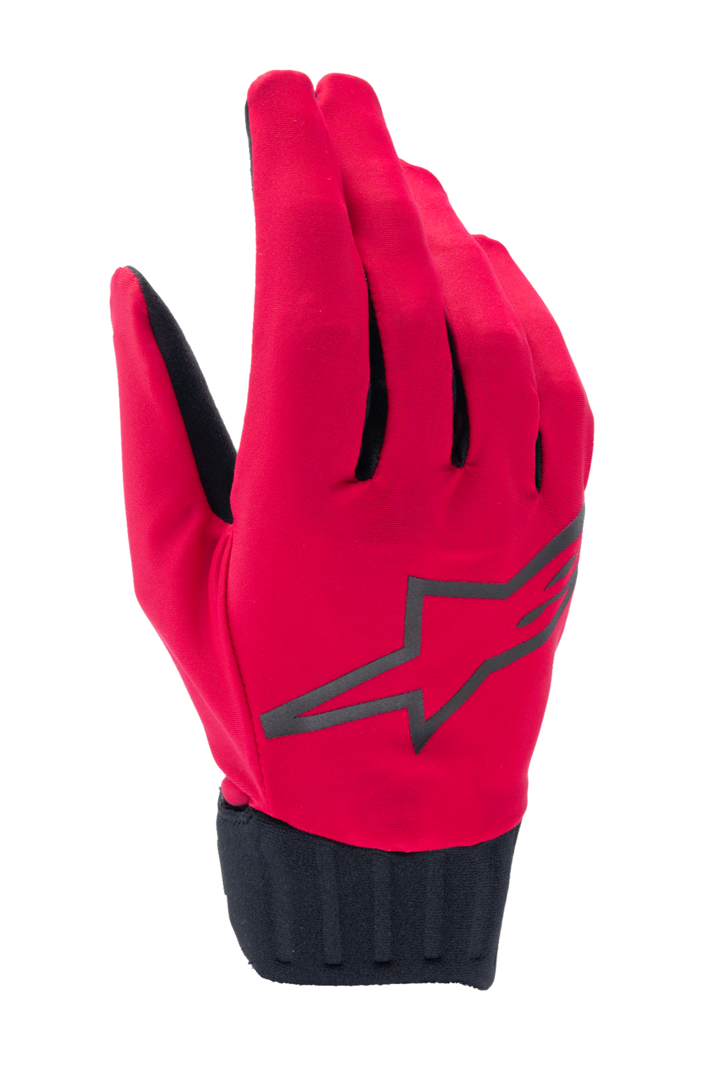Alpinestars Stella A-Dura Rain Gloves, MTB-regnhandskar för dam, röd fluo och svart, med en stor svart stjärnlogotyp, ribbad neoprenmudd och vattentät design för mountainbike