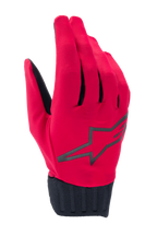 Alpinestars Stella A-Dura Rain Gloves, MTB-regnhandskar för dam, röd fluo och svart, med en stor svart stjärnlogotyp, ribbad neoprenmudd och vattentät design för mountainbike