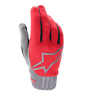 Alpinestars Youth A-Dura handskar, röda och grå mountainbikehandskar för barn, med en grå stjärnlogotyp på handryggen, svarta detaljer på fingrarna och en texturerad grå manschett, lättviktigt syntetiskt material för terrängcykling