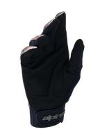 Alpinestars A-Dura Squad-handskar, MTB-handskar, camo och brun, handflatevy som visar svart syntetisk mocka, neoprenmudd med kardborrestängning och Alpinestars-logotyp, hållbar design för mountainbike