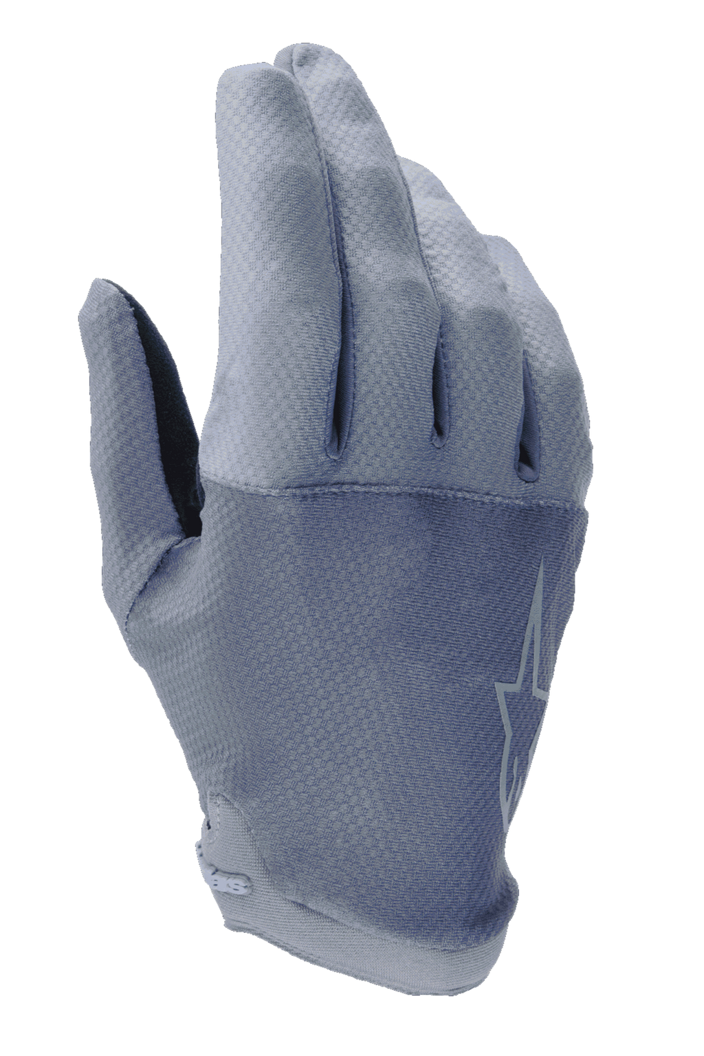 Alpinestars A-Aria handskar, MTB-cykelhandskar, Infinity Blue, med ett strukturerat rutmönster på ovansidan i stretchmaterial, lätt och flexibel lågprofilsdesign, ventilerande utrustning för terrängkörning