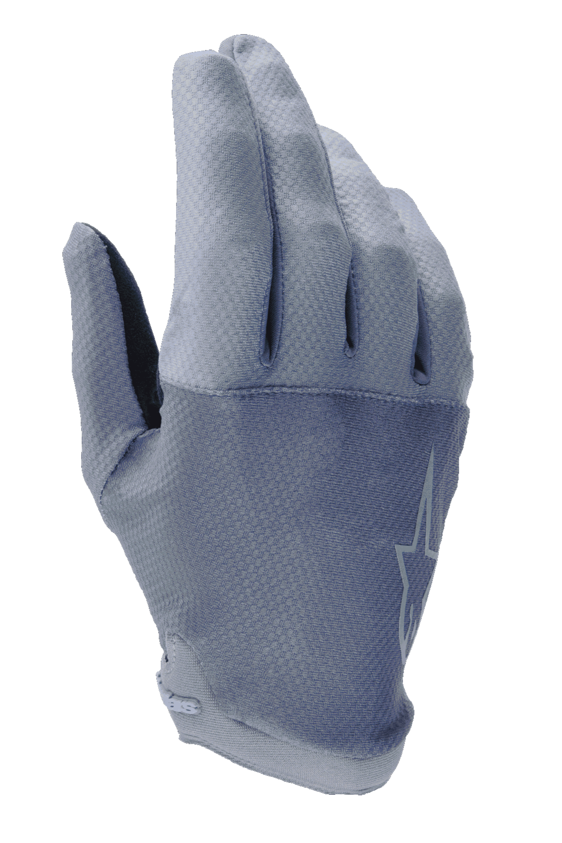 Alpinestars A-Aria handskar, MTB-cykelhandskar, Infinity Blue, med ett strukturerat rutmönster på ovansidan i stretchmaterial, lätt och flexibel lågprofilsdesign, ventilerande utrustning för terrängkörning